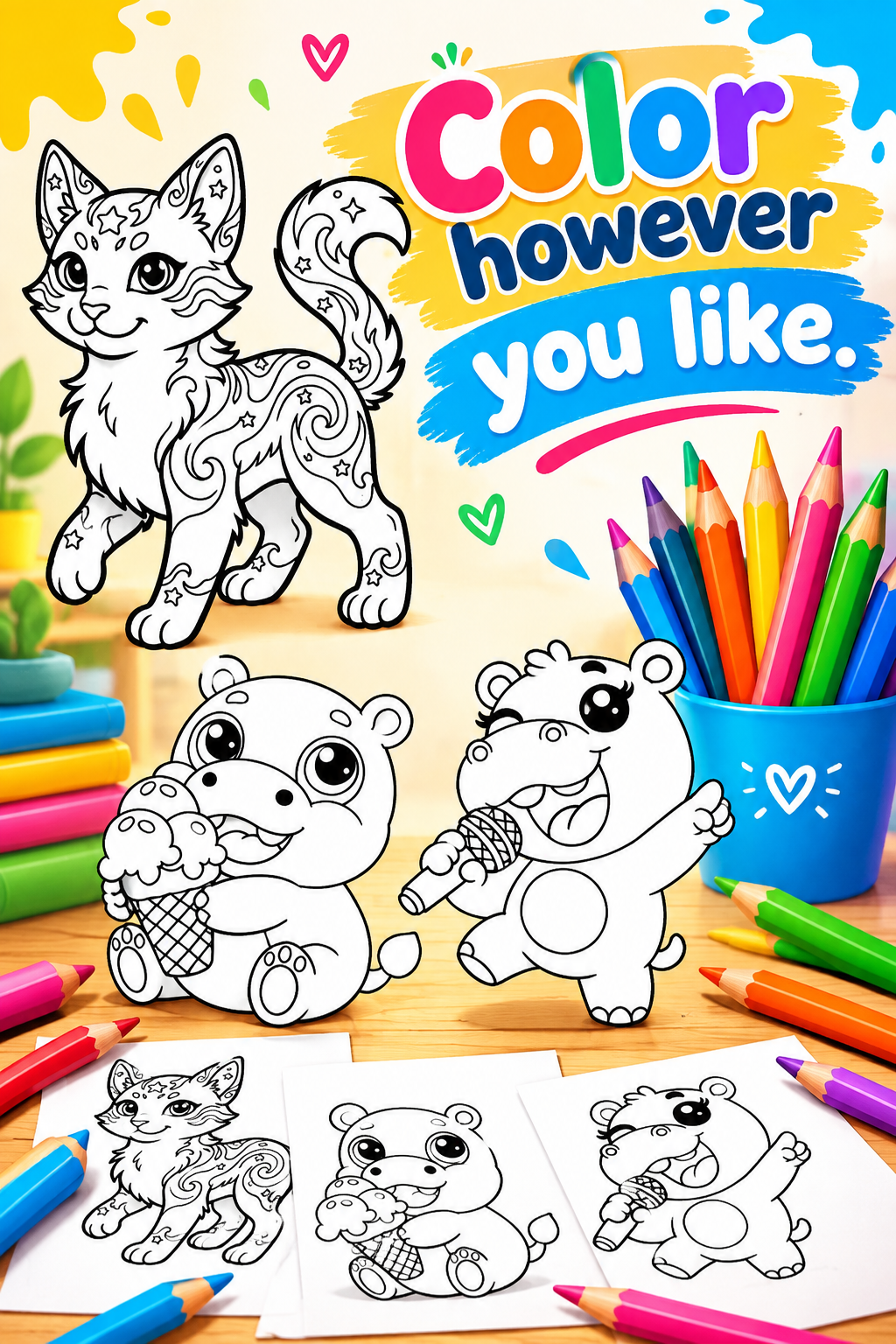 Over 50 Cute Animal Coloring Pages for Kids (PDF)