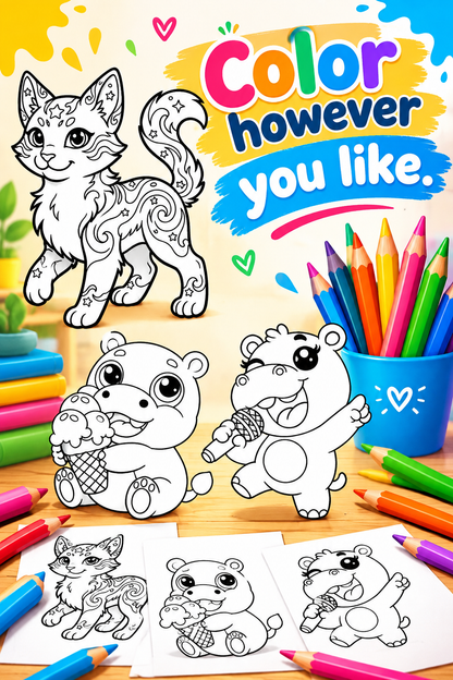 Over 50 Cute Animal Coloring Pages for Kids (PDF)