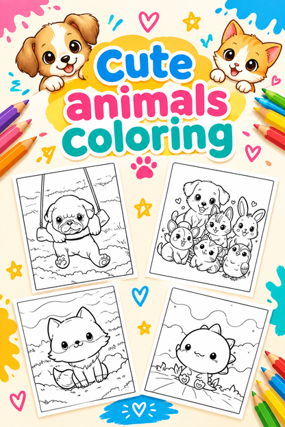 Over 50 Cute Animal Coloring Pages for Kids (PDF)